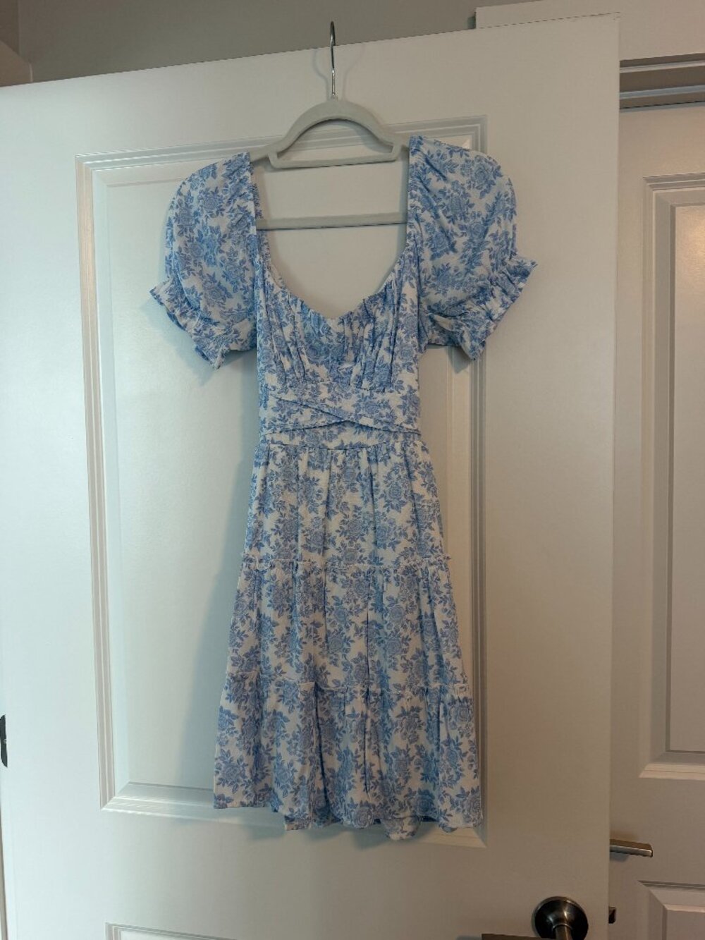 Light Blue and White Floral Mini Dress